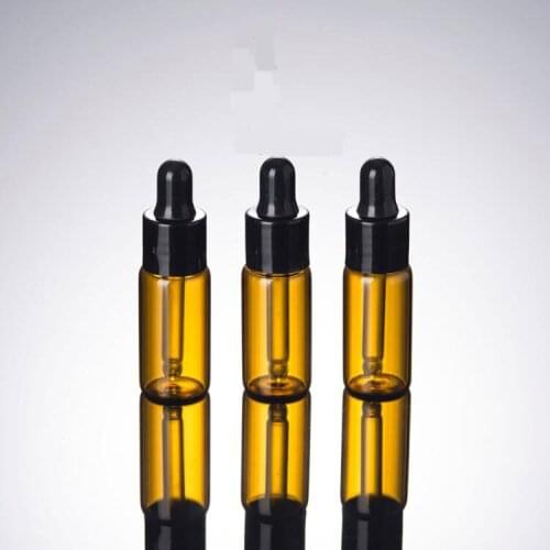 300PCS/LOT 5ml Empty Amber Glass Dropper Bottles Pipette W/cover for Essential Oil Essential Oil Vials