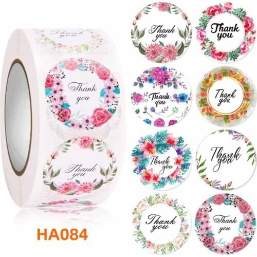 500pcs Thank You Stickers Seal Labels Flower Stickers For Hand Made Gift Wedding Decor Labels Stationery Stickers Rolls