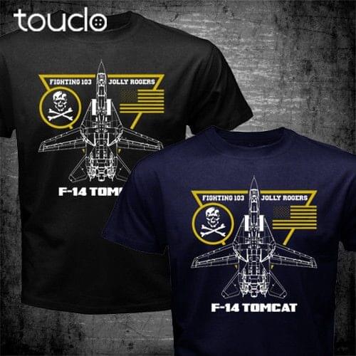 F-14 Tomcat Fighting 103 Jolly Rogers Squadron Us Navy Aviation 2019 Fashion Short Creative Printed Men Customize Tee Shirts