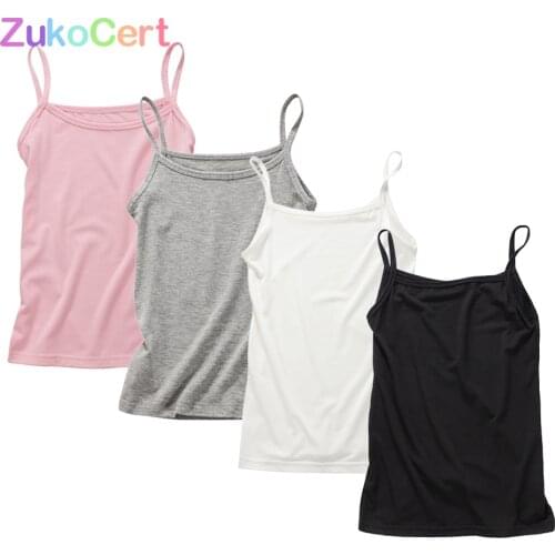 Girls T Shirt Cotton Summer T-shirt for Children Solid white Black Sleeveless T-shirt Tops Tees Kids Vest Undershirt Singlet Top