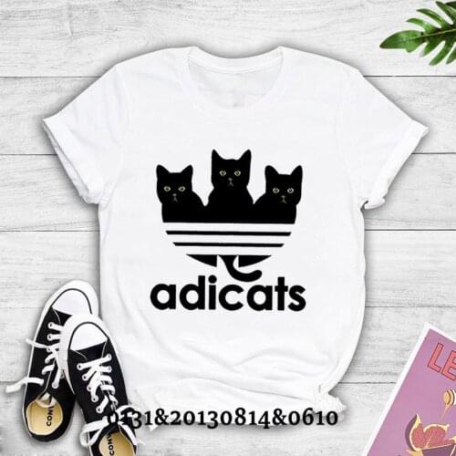 2021 Womens T-shirt New Cat Print Top Womens T-shirt O-neck Short Sleeve Summer Multicolor Female Top T-shirt Streetwear