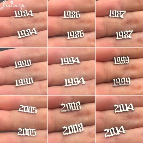 Jisensp Small Year Number Stud Earrings Women Trendy Stainless Steel Jewelry Earing Custom Year 1994 Birthday Gift 1980 to 2019