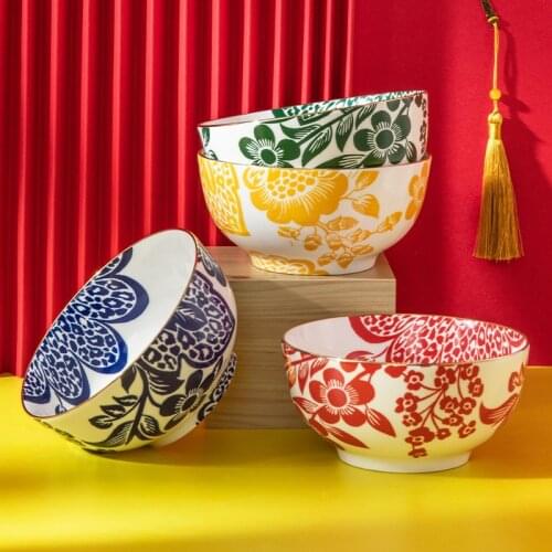 Nordic wind creative Phnom Penh ceramic bowl hotel home color glazed rice bowl soup bowl noodle bowl Japanese tableware