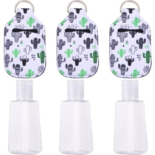 3 Set 30ml Empty Bottle And Keychain Holder Portable Refillable Hand Sanitizer Bottles And Keychain Carriers For Soap Dispenser