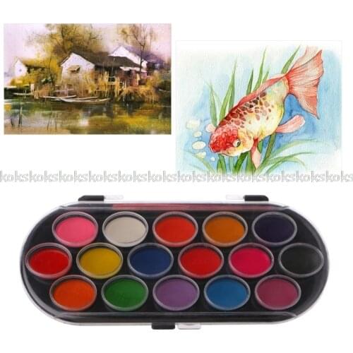 Colorful New 16Pcs Watercolor Palette Brush Set Painting Tray Craft Drawing Art Mini Kid Gift Jy23 19 Dropship