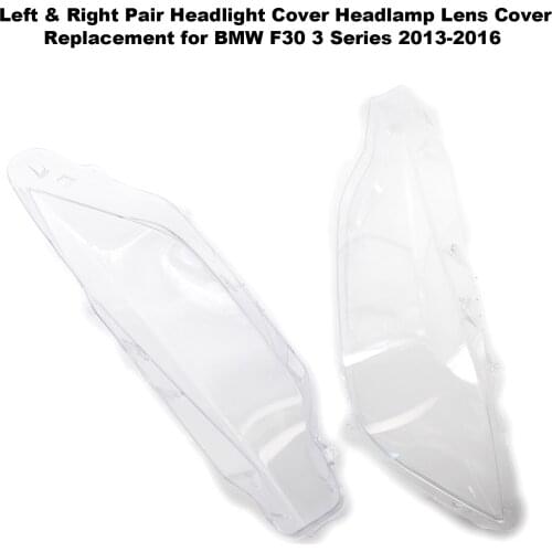 Left & Right Pair Headlight Cover Headlamp Lens Cover Replacement for BMW F30 3 Series 2013-2016