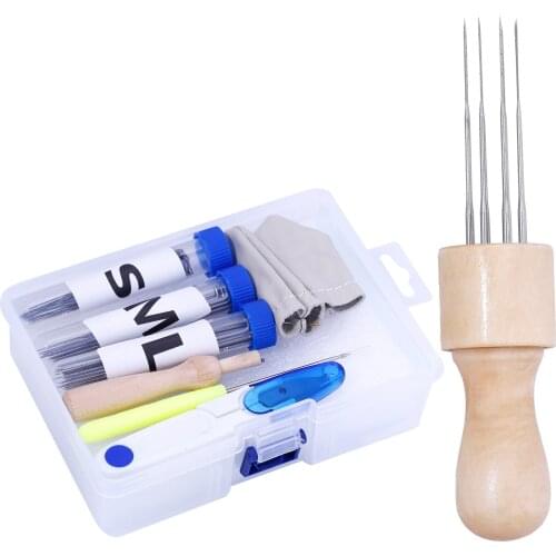LMDZ 72 Pcs Felting Needles Kits Wool Felt Pocked Needles Set DIY Craft Felt Tools with Wood Handle Bottle Best Gift For Kid