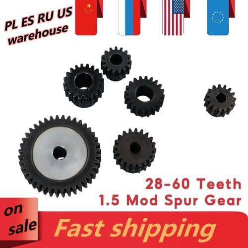 Spur gear 1.5 mod 28 teeth-60 teeth inner hole 6mm 8mm 12mm 14mm Motor gear for straight rack