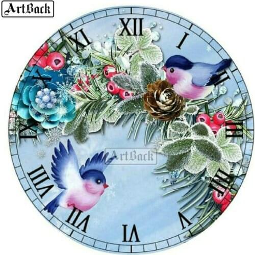 New 25 style 5d diamond painting wall clock bird butterfly animal icon diy full square round diamond mosaic 3d embroidery