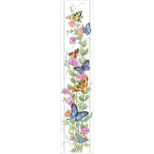 Butterflies and Flowers Counted Kit Stamped Cross Stitch Kit