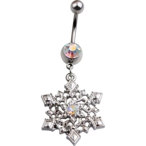 Delicate Snowflakes Design Steel Belly Barbell Body Piercing Jewelry Belly Buttons Rings Percing