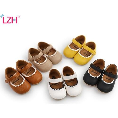 LZH Autumn Non-Slip Newborn Baby Boy Shoes 0-24 Months Fashion Princess Shoes For Girls Pu Leather Shoes For Kids Toddler Shoes