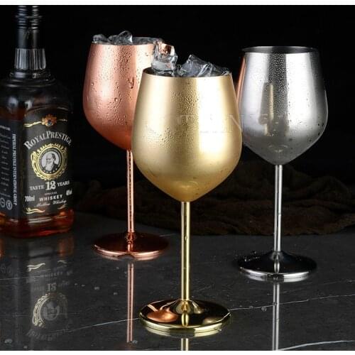 304 stainless steel copper plated single-layer goblet anti-fall glass cocktail glass 500ml wine cups champagne glasses