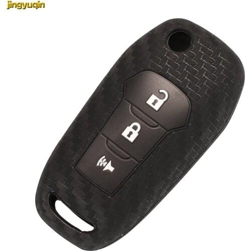 Jingyuqin 30ps Flip Remote Car Key Carbon Silicone Cover For Ford EcoSport 2018 Escort 2017 Everest Explorer Kuga Mondeo 2013 3B