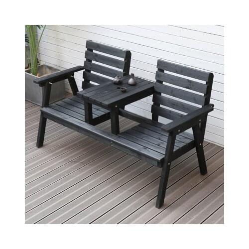 Outdoor Antiseptic Wood Jointed Table Chair Courtyard Double Person Carbonated Back Chair Park Leisure Balcony Outdoor Tea Table