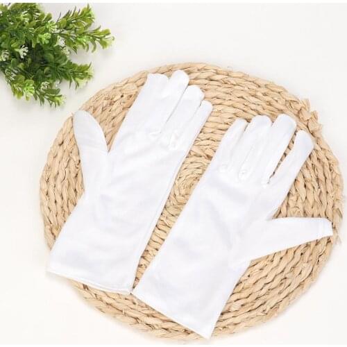 1Pair Women Men Gloves Black White Etiquette Thin Stretch Sunscreen Gloves Driving Work Gloves Dance Tight Jewelry Gloves Gift