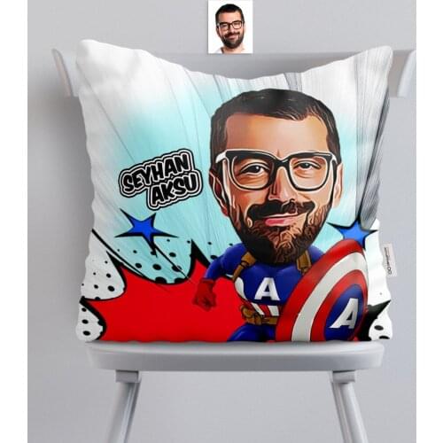 Personalized Captain America Caricature Of Satin pillow