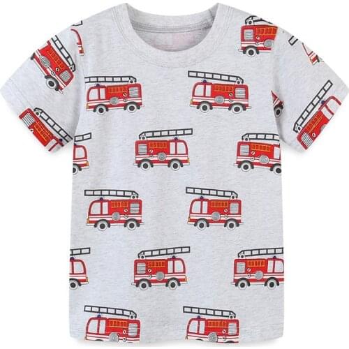 Jumping Meters Childrens New Cartoon T shirts For Boys Summer Fashion Cars Print Clothes Hot Kids Tees Tops