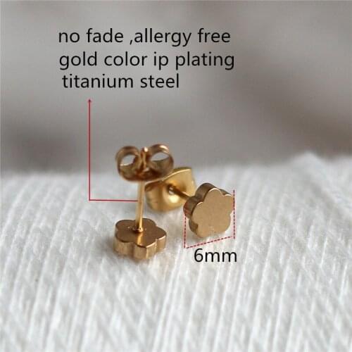 316 L Stainless Steel Titanium Flower Stud Earrings Vacuum Plating No Easy Fade Allergy Free Fashion Jewelry