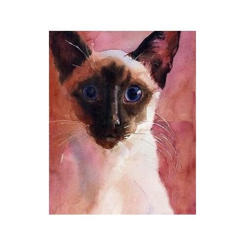 Siamese Cat art canvas painting- TOP art oil painting--24 inch art painting # TOP animal Decor OIL ON CANVAS