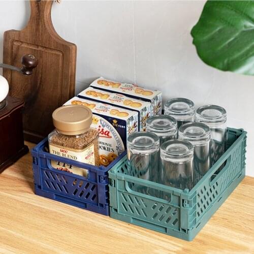 2021 New Hot 1PC Folding Collapsible Plastic Storage Crate Box Stackable Home Kitchen Warehouse Storage Baskets Box Dropshipping