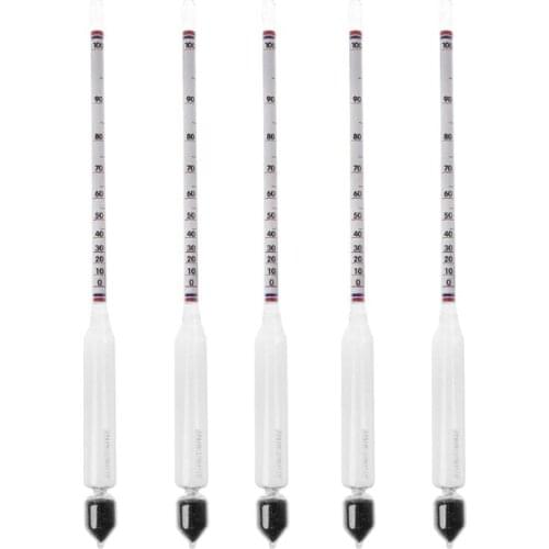 5 Pcs Hydrometer Tester Tools Alcoholmeter Alcohol Meter Wine Concentration Meter 0-100 Hydrometer Alcohol Tools