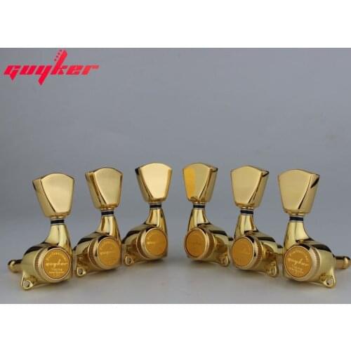1 Set GUYKER Gold Lock String Tuners Electric Guitar Machine Heads Tuners Trapezium Button