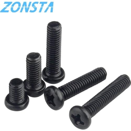Round head cross screw black M1.2 M1.4 M1.7 M2 M2.5 M3 M4 Electronic small size Recessed Pan Head Phillips screws DIN7985 GB818