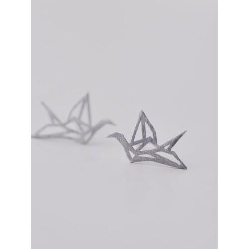 Yiustar New Stud Earrings Lovely Wild Origami Crane Stud Earrings Flying Blue Birds Ear Studs for Women Party Gifts