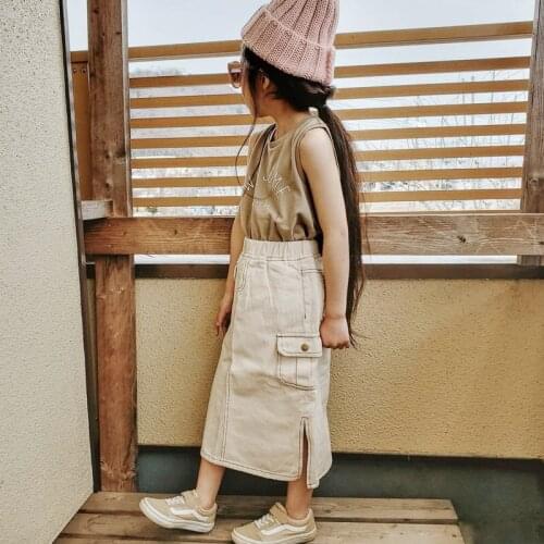 Mom And Daughter Skirts 2021 Autumn New Korean Casual Solid Pocket Split Skirts For Mother And Daughter Family Matching Outfits