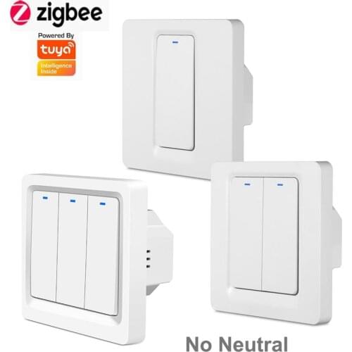 Zigbee Smart Switch Wifi Push Button Wall Light Switch 1 2 3 Gang No Neutral Single Fire Wire Works with Alexa Google Home Tuya