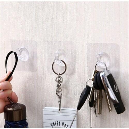 1PC Transparent Strong Self Adhesive Hook Door Wall Hangers Towel Handbag Hooks Suction Wall Sucker Hanger Wall Hooks Decorative