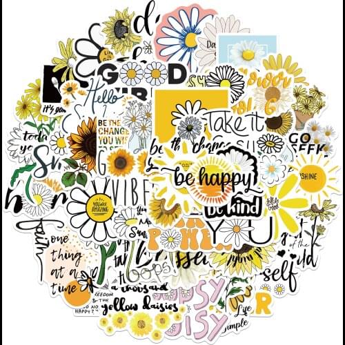 10/50PCS Cartoon Flowers Stickers For Kid Girl Vsco Fashion Kawaii Skateboard Fridge Guitar Laptop Luggage Decal Sticker