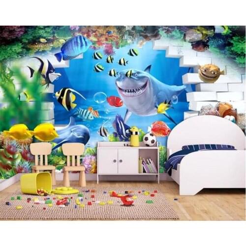 3d wallpaper custom 3d wall murals wallpaper Mediterranean 3 d cartoon mural child room wallpaper fish living room wall decor