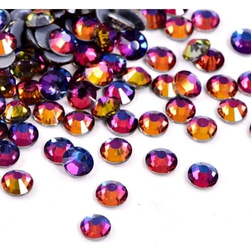 5 Sizes Blue Volcanic Hotfix Rhinestones Flatback Glass Hot Fix Rhinestones Crystal Strass for DIY Clothes Decoration B1330