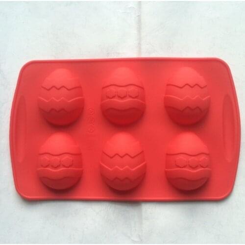 6 cells 3D medium size EASTER EGGS non-stick SILICONE cake chocolate egg candy mold
