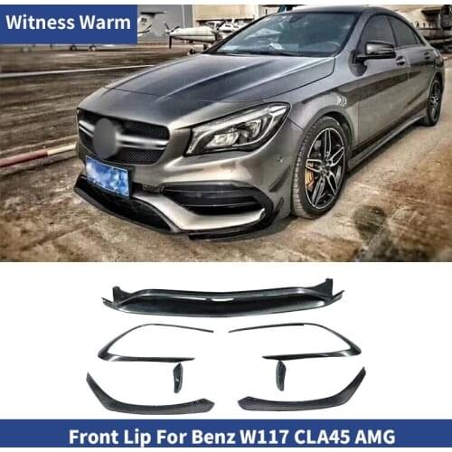 For Mercedes Benz CLA W117 CLA45 AMG 2016-UP carbon fiber Front Bumper Lip Spoiler Splitters air knife 7 pieces