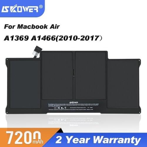 SKOWER A1405 Battery For Apple Macbook Air 13 inch A1369 (2010-2011) A1466 (2012-2017) , Replacement A1496 A1377 50Wh