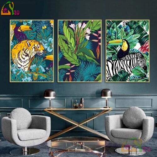 5D DIY Diamond Painting Tiger Toucan Flamingo Embroidery Forest Animal Full Square/Round Drill Diamond Mosaic Wall Art Decor Gif