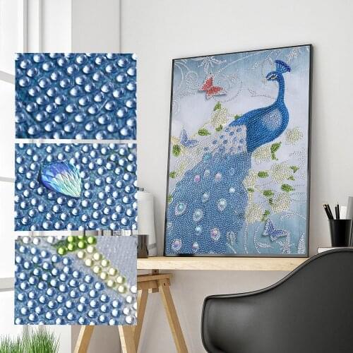 5D DIY Special Shaped Diamond Painting Peacock Butterfly Animal Diamond Art Kits Painting By Number for Adults and Kids Decora