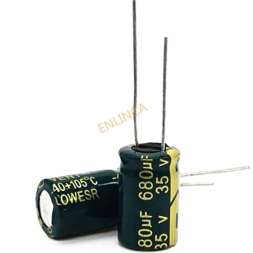 30pcs 35V 680UF 10*15 high frequency low impedance aluminum electrolytic capacitor 680uf 35v 20