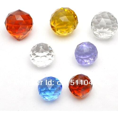 Free shipping 15pcs 20mm crystal glass ball in assorted colors for chandelier pendant + free 15pcs free rings
