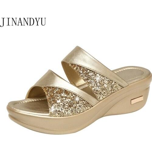 Wedge Sandals Woman Bling Ladies Platform Shoes Slippers Women Shoes Plus Size 43 Wedges Slides Shoes for Women Slipper Casuales