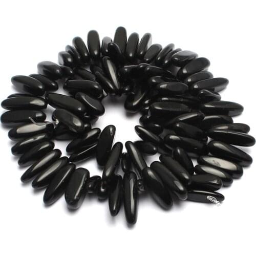 10-18 mm Irregular Stick Black Agates Stone Beads Strip Shape Spacer Beads For Jewelry Making DIY Necklace Bracelet Material 15"