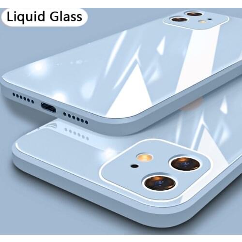 Original Liquid Silicone Tempered Glass Case for IPhone 12 Mini 11 Pro Max XS Max XR X 8 7 Plus Cell Phone Lens Protection Cover