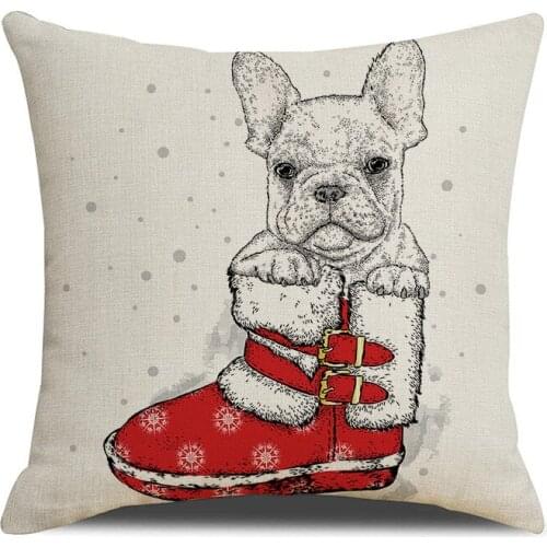 Cartoon Christmas Pillowcase Animals Dogs Cushion Cover Home Decorative Linen Pillow Cover Sofa Sofa Cushion Case Kussenhoes