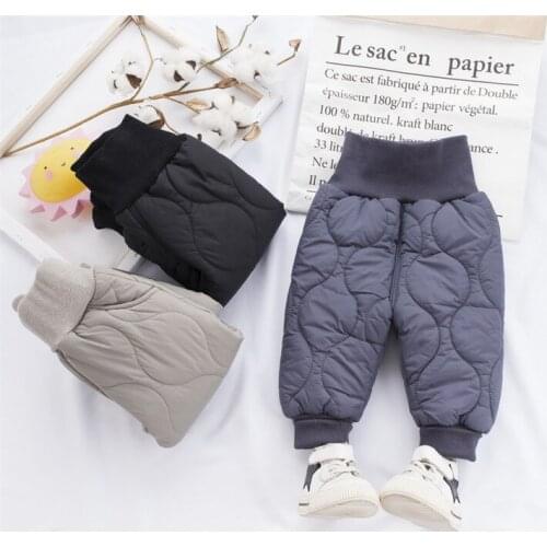 2020 Girl Boy Winter LONG Pants Cotton Cartoon Thick Warm Trousers Waterproof Pants 1-4 Years Elastic Leggings Baby Kid Pants