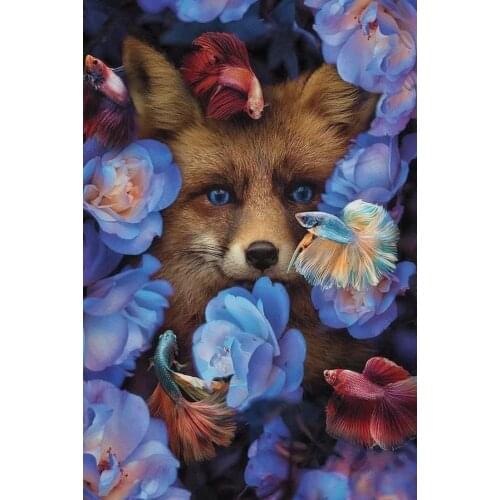 JMINE Div 5D fox fish flower Full Diamond Painting cross stitch kits art High Quality Animal 3D paint by diamonds