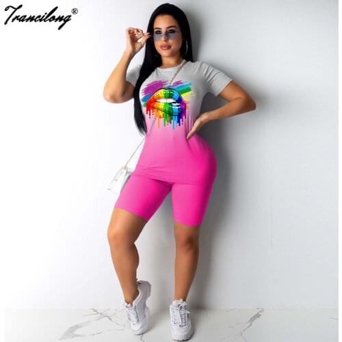 Summer Clothes For Women Casual Sport Wear Printed Pullover Pants Suit Ensemble Femme O Neck Straight Two Piece Outfits Oversize