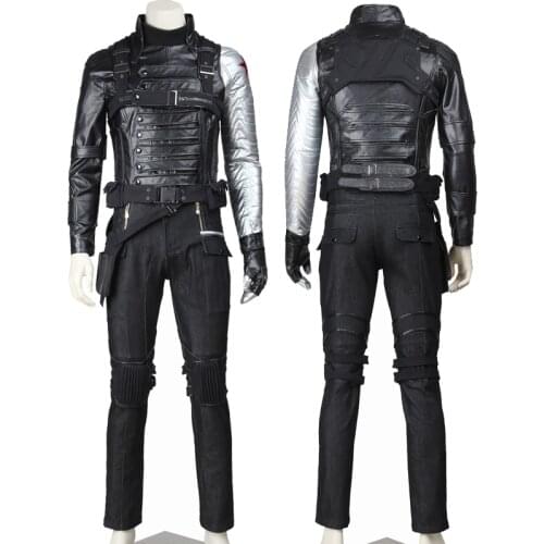Movie Captain US 2 Winter Soldier Cosplay Costume Bucky Barnes Battle Uniform Halloween Party Outfit With Accessories